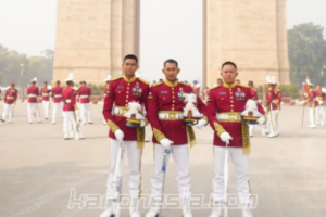 Prajurit Yonif 201/JY mengikuti defile parade Hari Republik India ke-76 di New Delhi, 26 Januari 2025.