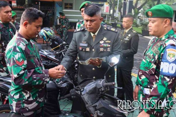 Korem 052/Wkr Periksa Motor Prajurit Demi Tertib Berkendara