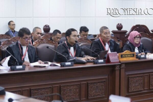 Suasana sidang pendahuluan uji materi UU Cipta Kerja mengenai aturan kuota internet di gedung Mahkamah Konstitusi, Jakarta.
