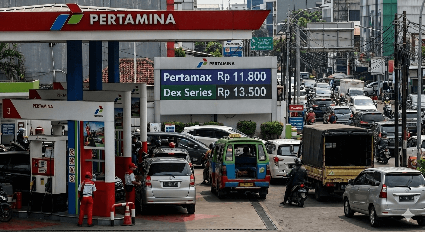 Papan harga BBM non-subsidi di SPBU Pertamina Jakarta.