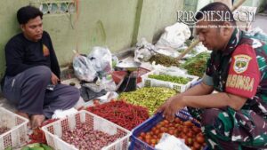 Babinsa memantau harga sembako di Pasar Kresek