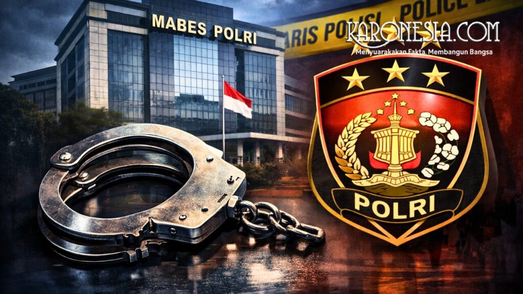 Ilustrasi borgol dan logo Polri terkait sidang etik perwira di Mabes Polri