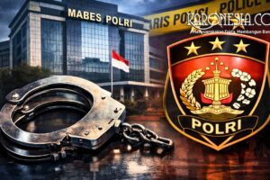 Ilustrasi borgol dan logo Polri terkait sidang etik perwira di Mabes Polri