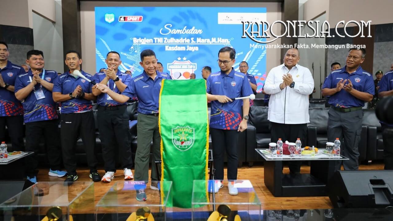 Kasdam Jaya Brigjen TNI Zulhadrie membuka Kejurnas Tenis Meja Pangdam Jaya Cup II 2026 di Makodam Jaya Jakarta