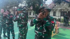 Prajurit Korem 052 mengikuti Latorsar Umum Korem 052 di Legok Tangerang meningkatkan kemampuan dasar militer