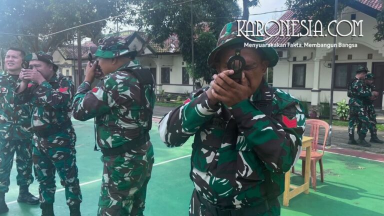 Prajurit Korem 052 mengikuti Latorsar Umum Korem 052 di Legok Tangerang meningkatkan kemampuan dasar militer