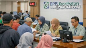 Peserta BPJS Kesehatan mengurus administrasi JKN kelas 3 terkait penghapusan tunggakan iuran di kantor layanan kesehatan
