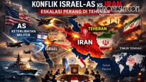 Peta kawasan Timur Tengah menunjukkan lokasi Teheran, Iran, dalam konflik Israel dan Amerika Serikat tahun 2026.