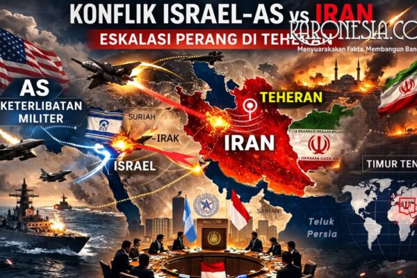 Peta kawasan Timur Tengah menunjukkan lokasi Teheran, Iran, dalam konflik Israel dan Amerika Serikat tahun 2026.