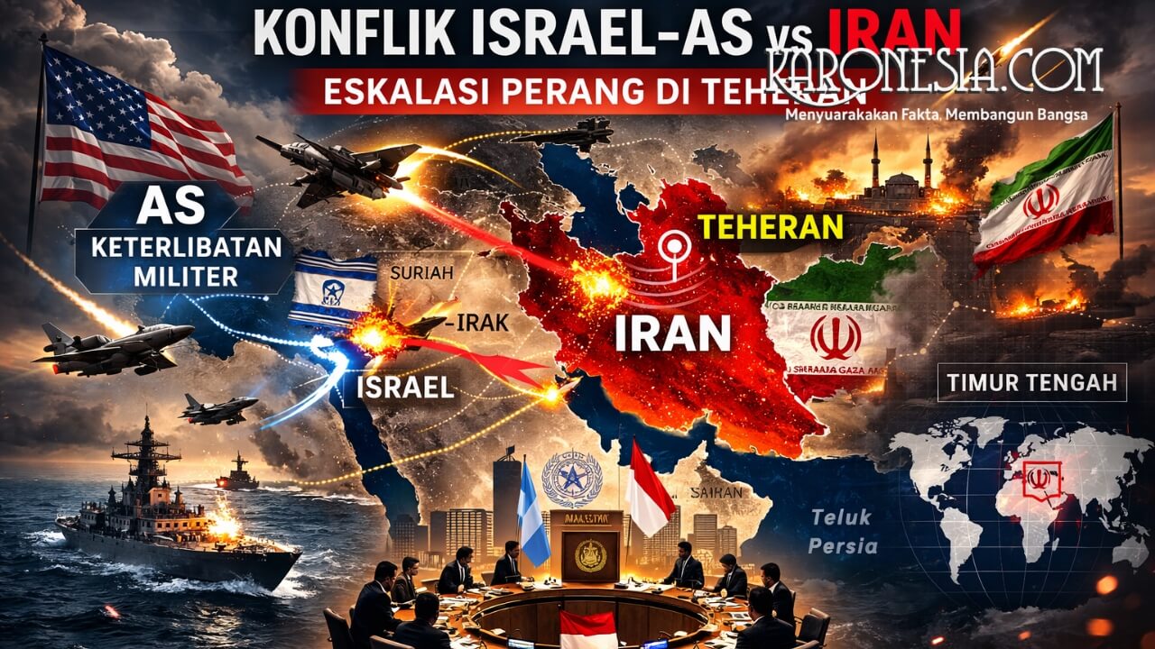 Peta kawasan Timur Tengah menunjukkan lokasi Teheran, Iran, dalam konflik Israel dan Amerika Serikat tahun 2026.