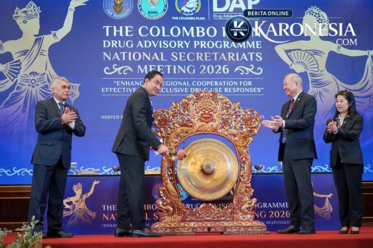 Poster Pertemuan Nasional Sekretariat Program Penasihat Narkoba Colombo Plan 2026 di Bali.