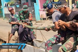 Drainase U-Ditch Jatirangga Dibangun Satgas TMMD Bersama Warga