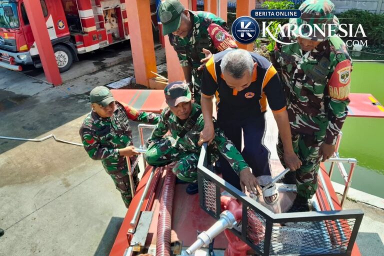 Personil TNI Koramil Teluknaga latihan operasikan water tank di BPBD Kosambi