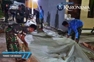 TMMD Ke-128 Bekasi Cor Jalan Gang Tarman Jatirangga