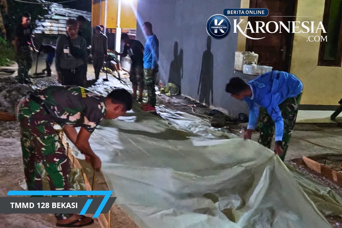 Satgas TMMD cor jalan Gang Tarman Jatirangga Bekasi