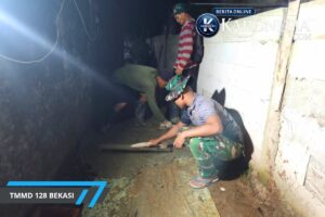 TMMD 128 Bekasi Geber Cor Jalan hingga Tengah Malam