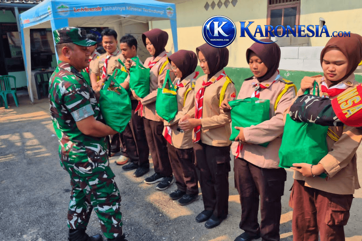 Koramil Legok bagikan sembako Pramuka Saka Wira Kartika