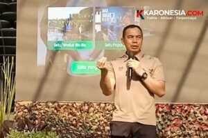 Pangdam Jaya Letjen TNI Deddy Suryadi memberikan sambutan dan pemaparan saat Coffee Morning bersama insan media di Makodam Jaya.