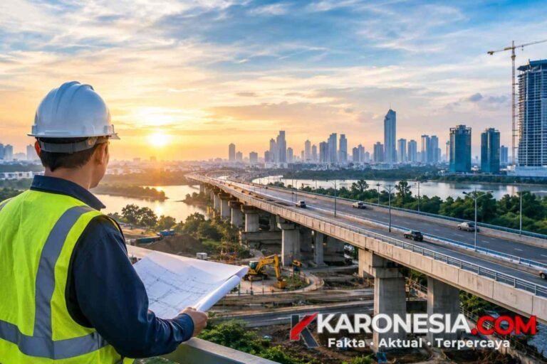 Ilustrasi pengawasan pembangunan infrastruktur jalan dan jembatan untuk mendukung integritas Kementerian PU.