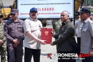 Satgas PKH saat penertiban dan pencabutan IUP PT KEL di Nabire, Papua Tengah