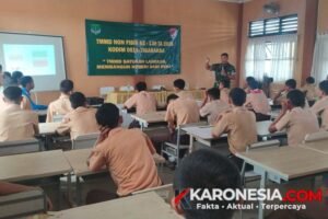 Penyuluhan wawasan kebangsaan TMMD nonfisik ke-130 Kodim 0510 Tigaraksa di SMKN 11 Kabupaten Tangerang